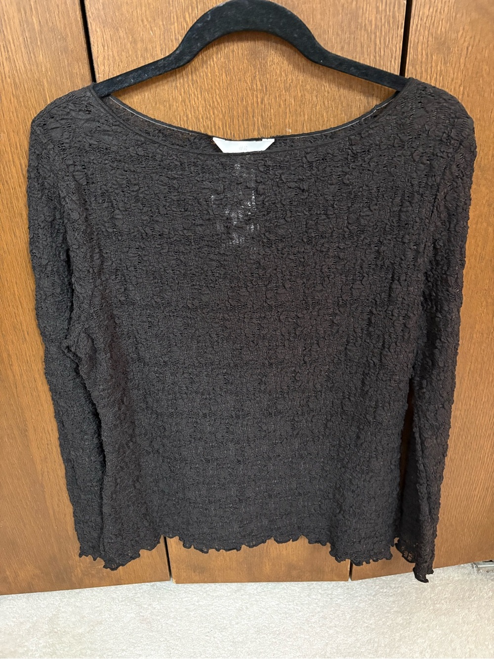 Women’s Brown Textured Long-Sleeve Top